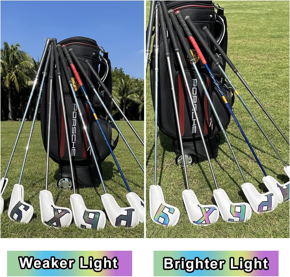 Golf Iron Covers 10Pcs,Golf Iron Head Covers Leather Golf Iron Covers Set Skeleton Golf Iron Headcovers,Long Neck Golf Club Head Covers for Iron with Magic Tape Fit All Brands