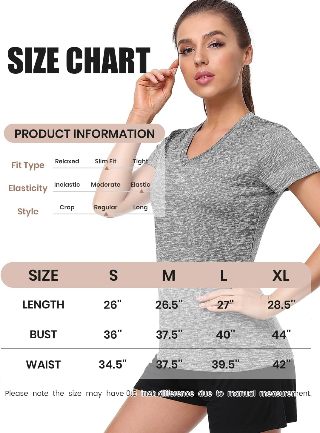 5-Pack Women'S Short Sleeve Dry Fit T-Shirt Moisture Wicking Athletic V-Neck Tee