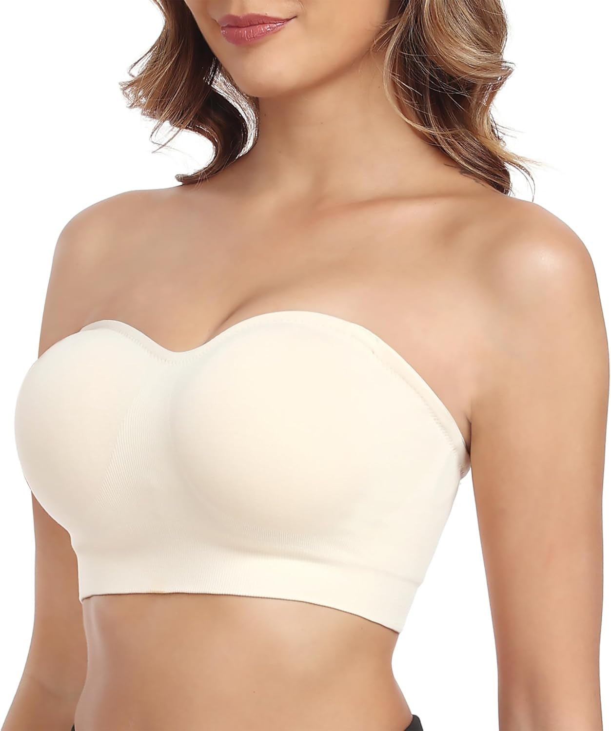 Strapless Bras for Women Comfortable Non-Slip Silicone Bandeau Bra Seamless Tube to Bra