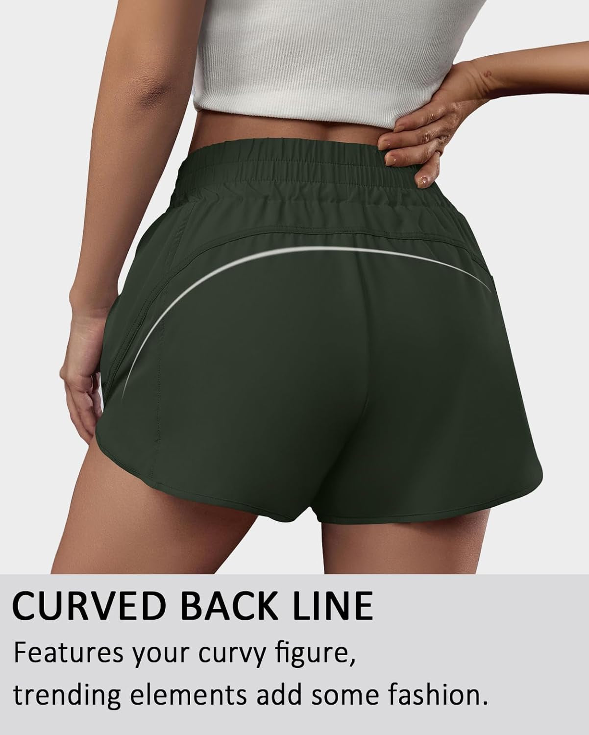 Women'S Running Shorts Elastic High Waisted with Pockets, 2.5" Sporty Workout Quick Dry Athletic Shorts