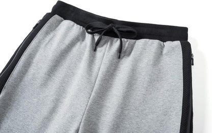 Men'S Joggers Breathable Cotton Mesh Pants Slim Fit Trousers with Zipper Pockets Black