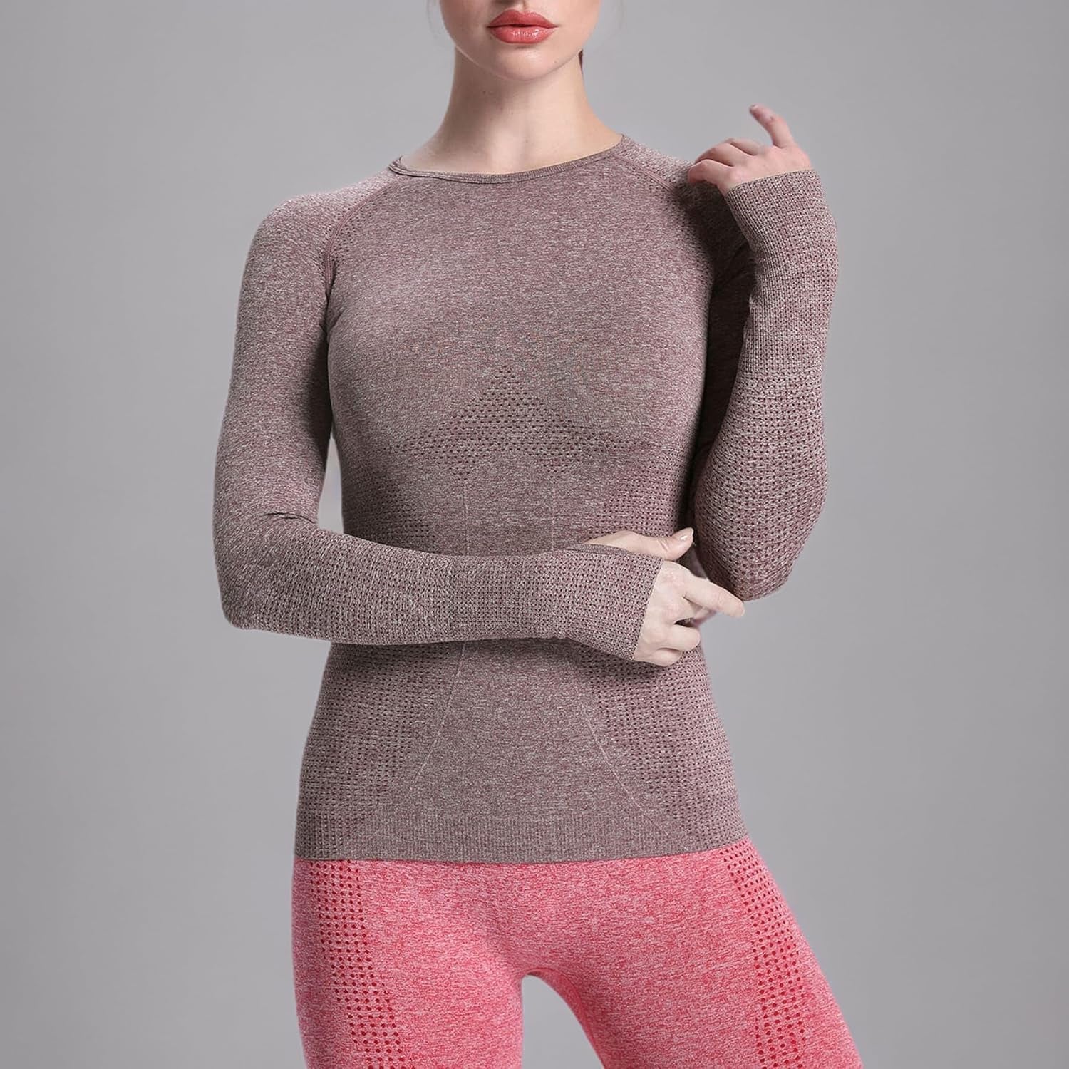 Workout Long Sleeve Shirts for Women Fall Athletic Gym Yoga Running Seamless Tee T-Shirt Tops