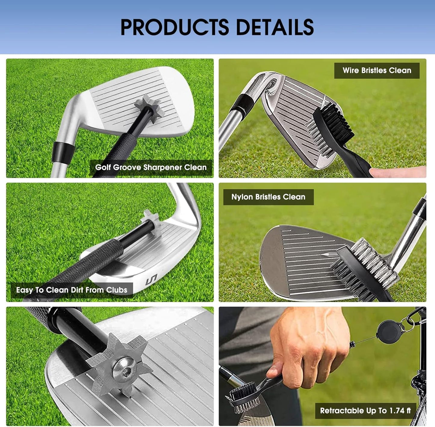Golf Essentials Kit,Comes with a Golf Towel, Golf Club Cleaner,Golf Club Brush,Golf Club Groove Sharpener,Golf Ball Marker,Mini Golf Score Shot Stroke Counter