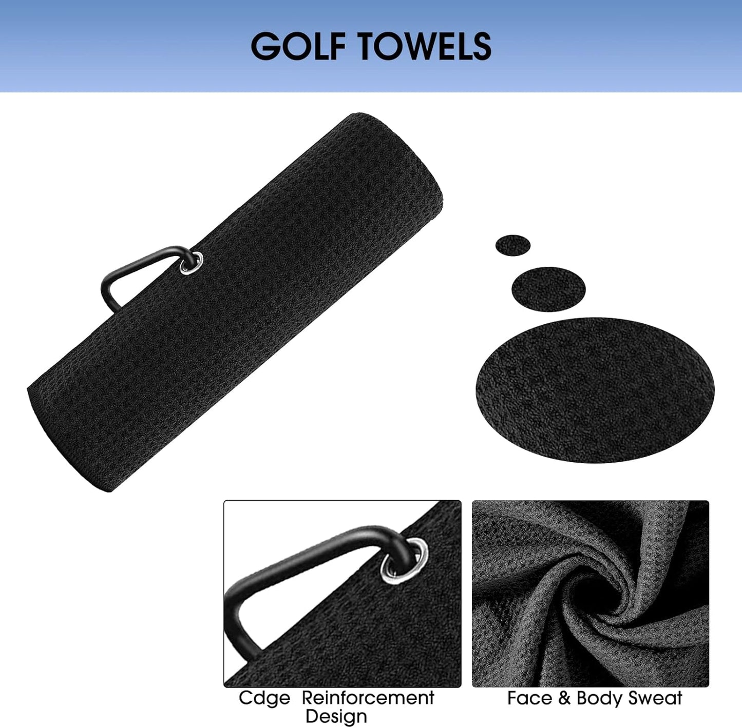 Golf Essentials Kit,Comes with a Golf Towel, Golf Club Cleaner,Golf Club Brush,Golf Club Groove Sharpener,Golf Ball Marker,Mini Golf Score Shot Stroke Counter