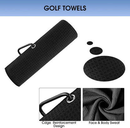Golf Essentials Kit,Comes with a Golf Towel, Golf Club Cleaner,Golf Club Brush,Golf Club Groove Sharpener,Golf Ball Marker,Mini Golf Score Shot Stroke Counter