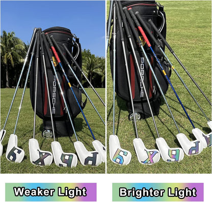 Golf Iron Covers 10Pcs,Golf Iron Head Covers Leather Golf Iron Covers Set Skeleton Golf Iron Headcovers,Long Neck Golf Club Head Covers for Iron with Magic Tape Fit All Brands