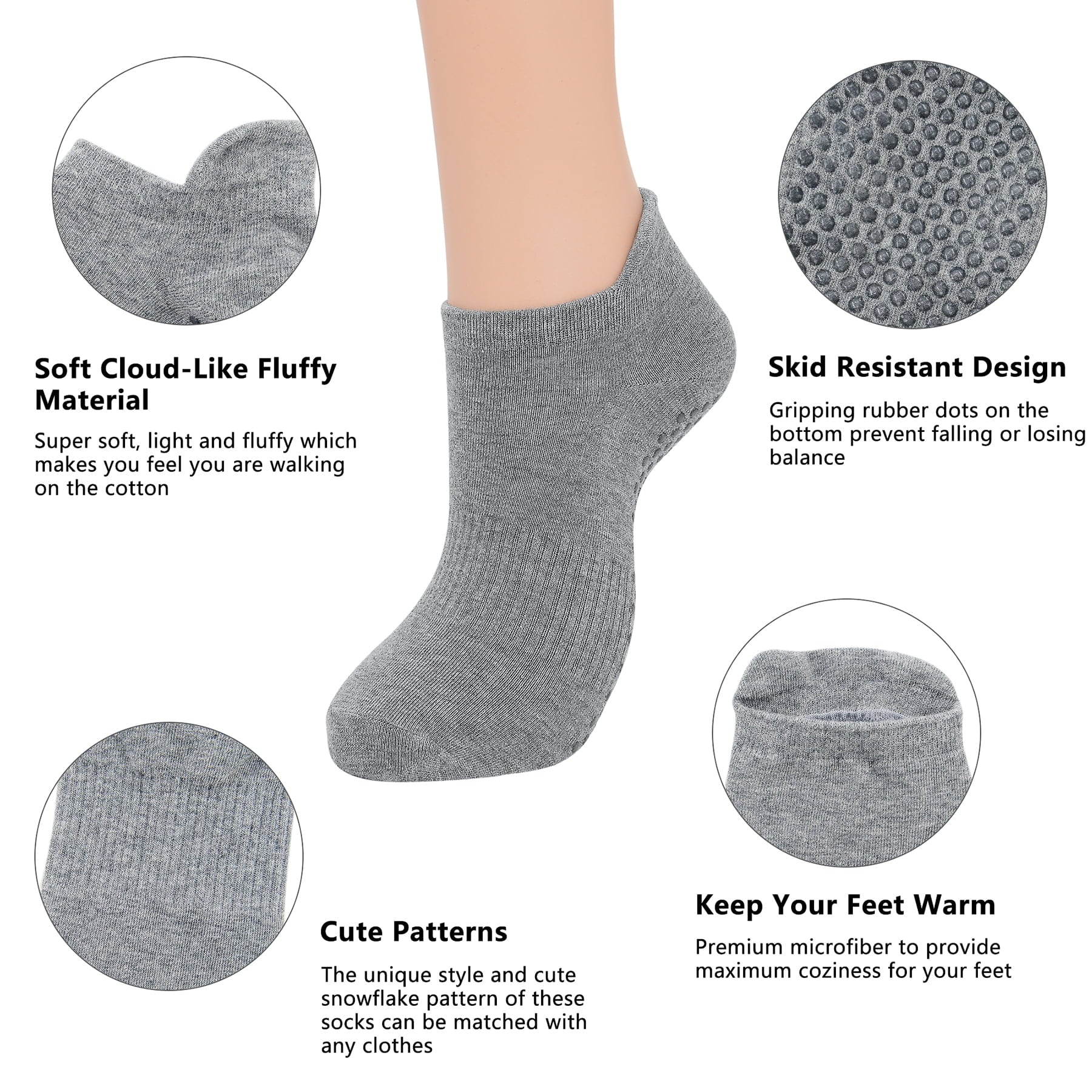 Women'S Non Slip Socks Grip Socks for Women Pilates Towless Grippy Cotton Yoga Socks 3 Pairs