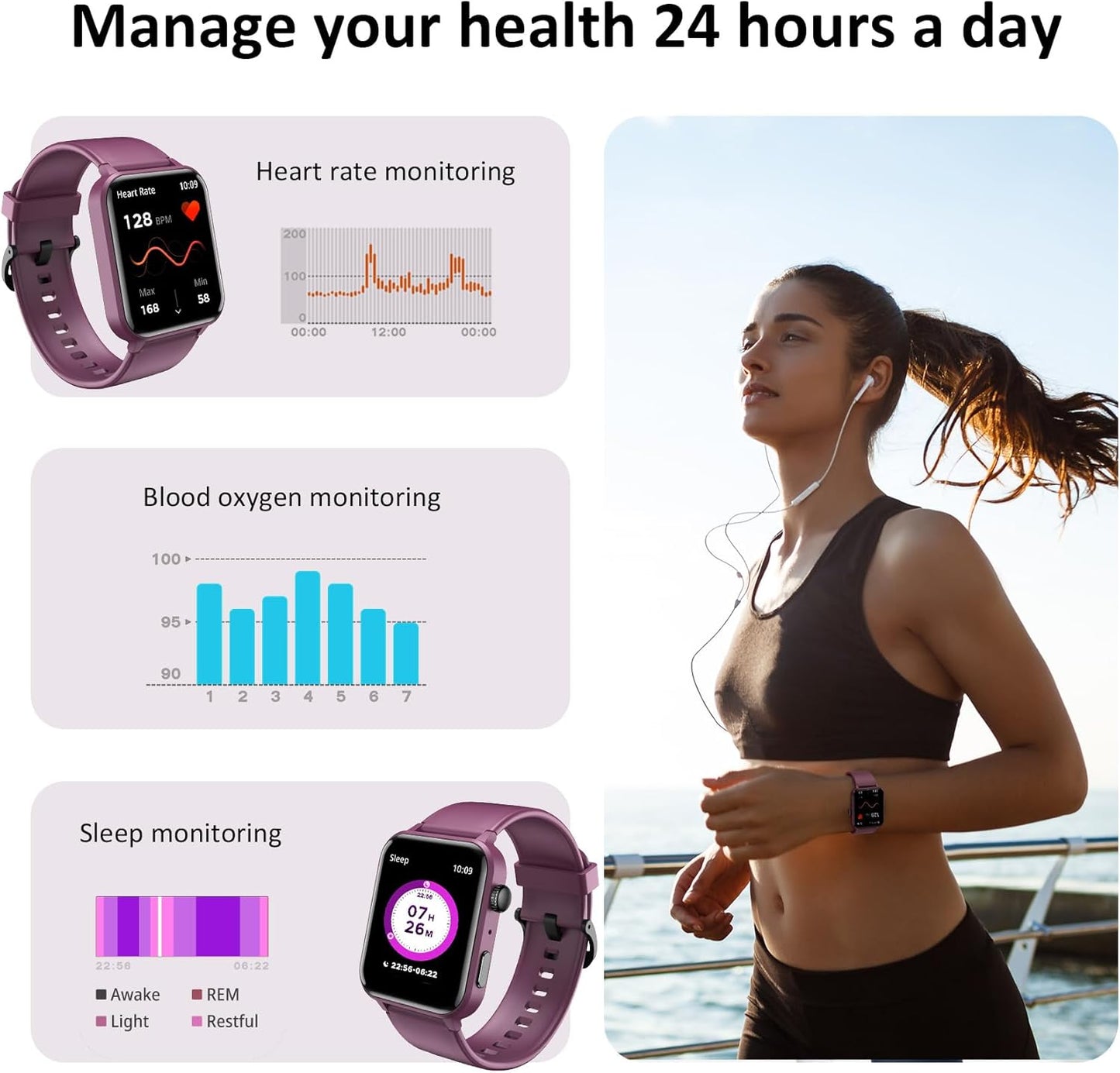 Health Fitness Tracker 2024(Answer/Make Calls), 1.85'' Smartwatche for Women Men with 24/7 Heart Rate and Blood Oxygen,Step/Sleeptracker,100+Sport,Ip68 Waterproof Activity Trackers for Android&Iphone