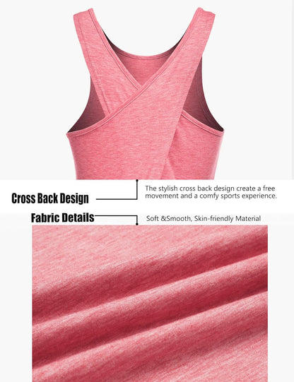 Open Back Workout Top Backless Yoga Shirts Tie Back Workout Tank Activewear Shirts Exercise Yoga Tank Tops (1-3Pack)