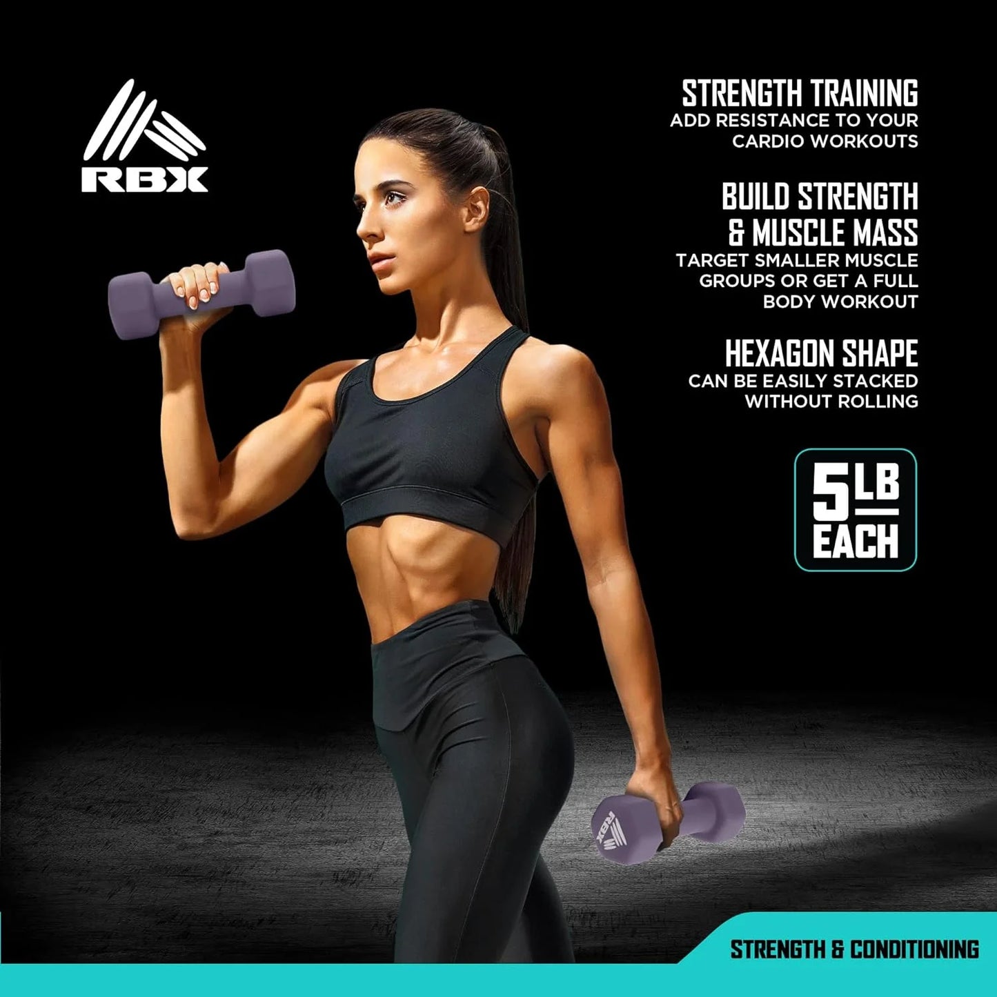 Weights Dumbbells Set - Neoprene Arm Weights with Non-Slip Grip, Training, Workout, Fitness, 10Lb