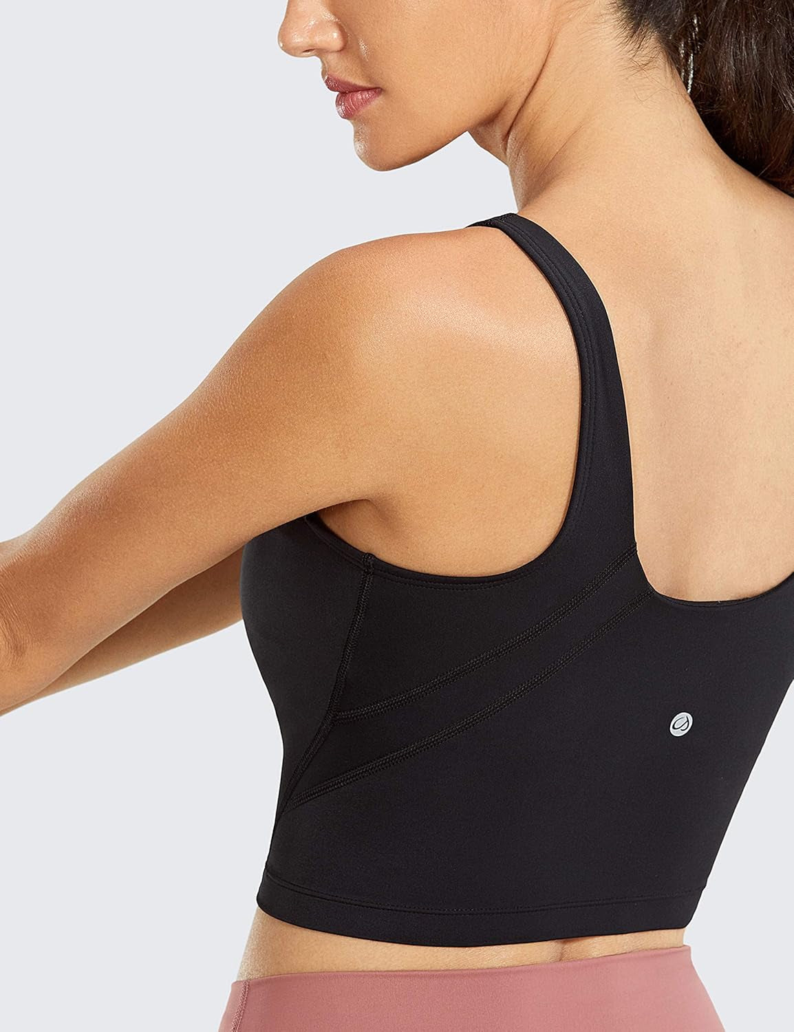 Womens V Neck Workout Tank Tops with Built in Bras - Cropped Padded Athletic Longline Sports Bra