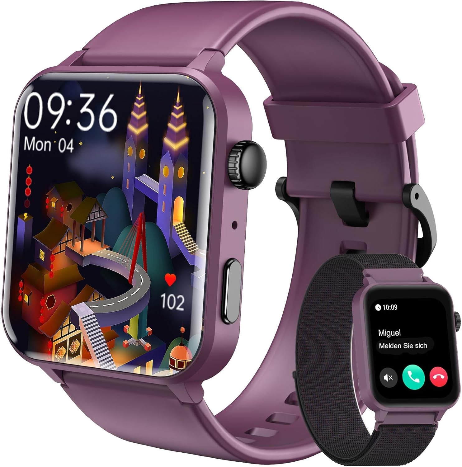 Health Fitness Tracker 2024(Answer/Make Calls), 1.85'' Smartwatche for Women Men with 24/7 Heart Rate and Blood Oxygen,Step/Sleeptracker,100+Sport,Ip68 Waterproof Activity Trackers for Android&Iphone