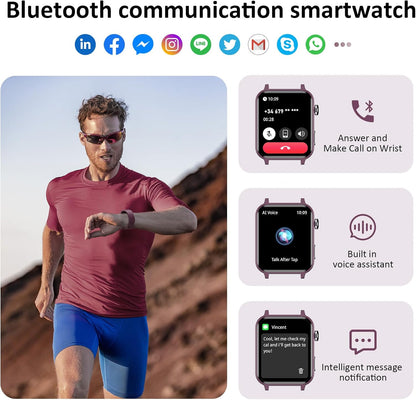 Health Fitness Tracker 2024(Answer/Make Calls), 1.85'' Smartwatche for Women Men with 24/7 Heart Rate and Blood Oxygen,Step/Sleeptracker,100+Sport,Ip68 Waterproof Activity Trackers for Android&Iphone