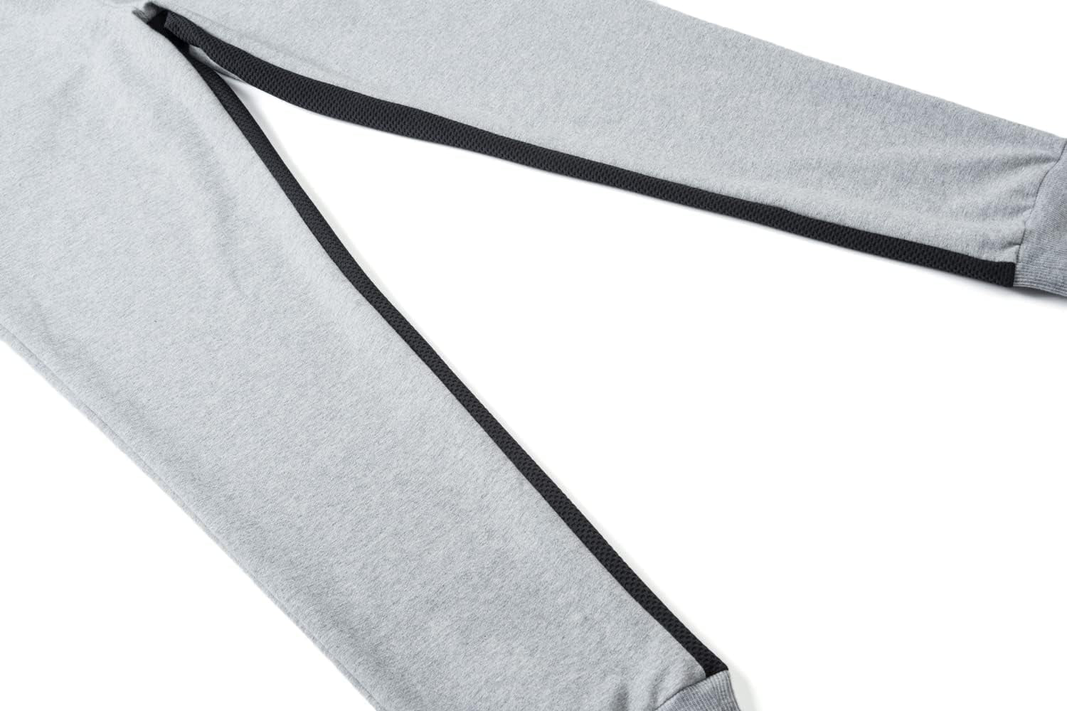 Men'S Joggers Breathable Cotton Mesh Pants Slim Fit Trousers with Zipper Pockets Black