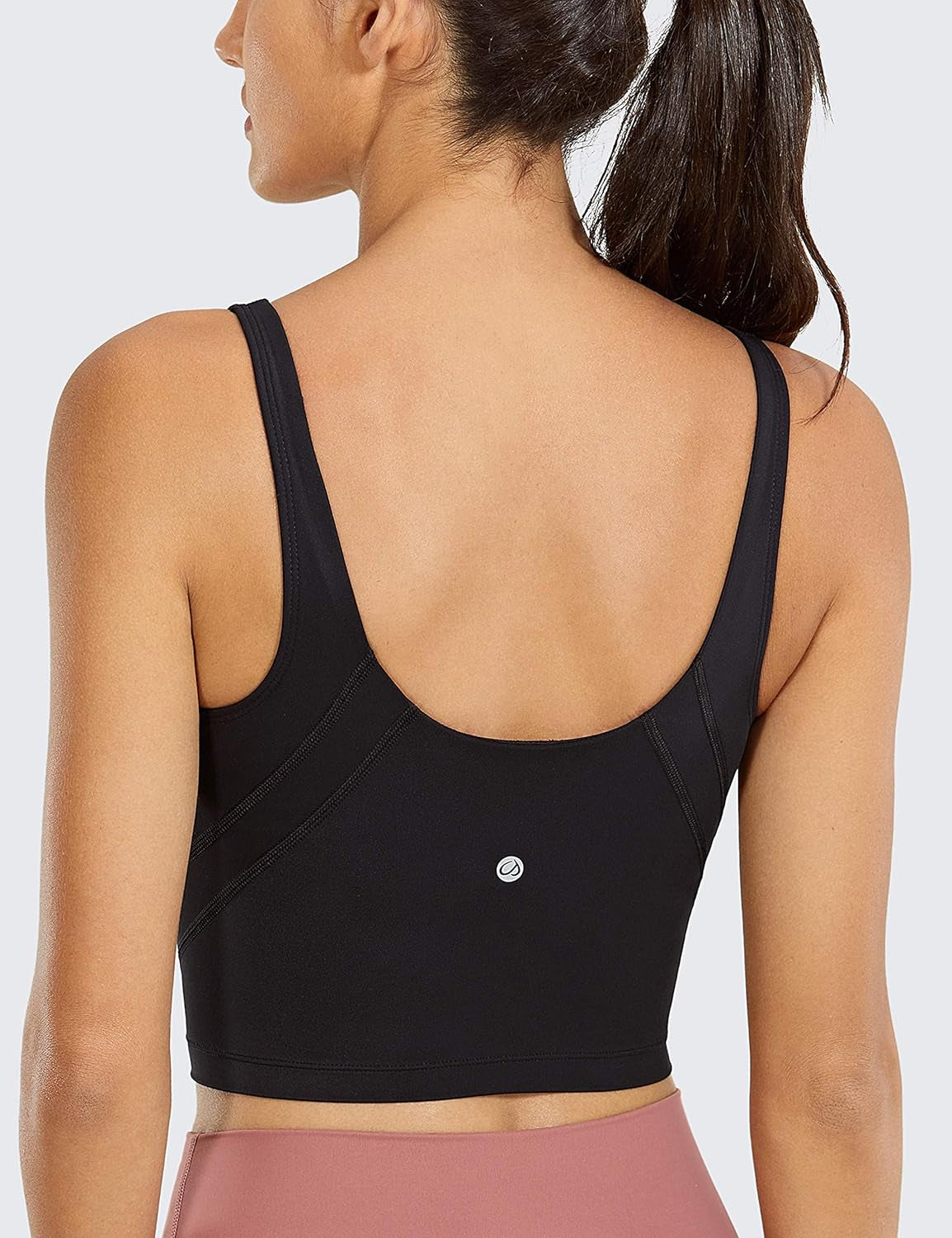 Womens V Neck Workout Tank Tops with Built in Bras - Cropped Padded Athletic Longline Sports Bra