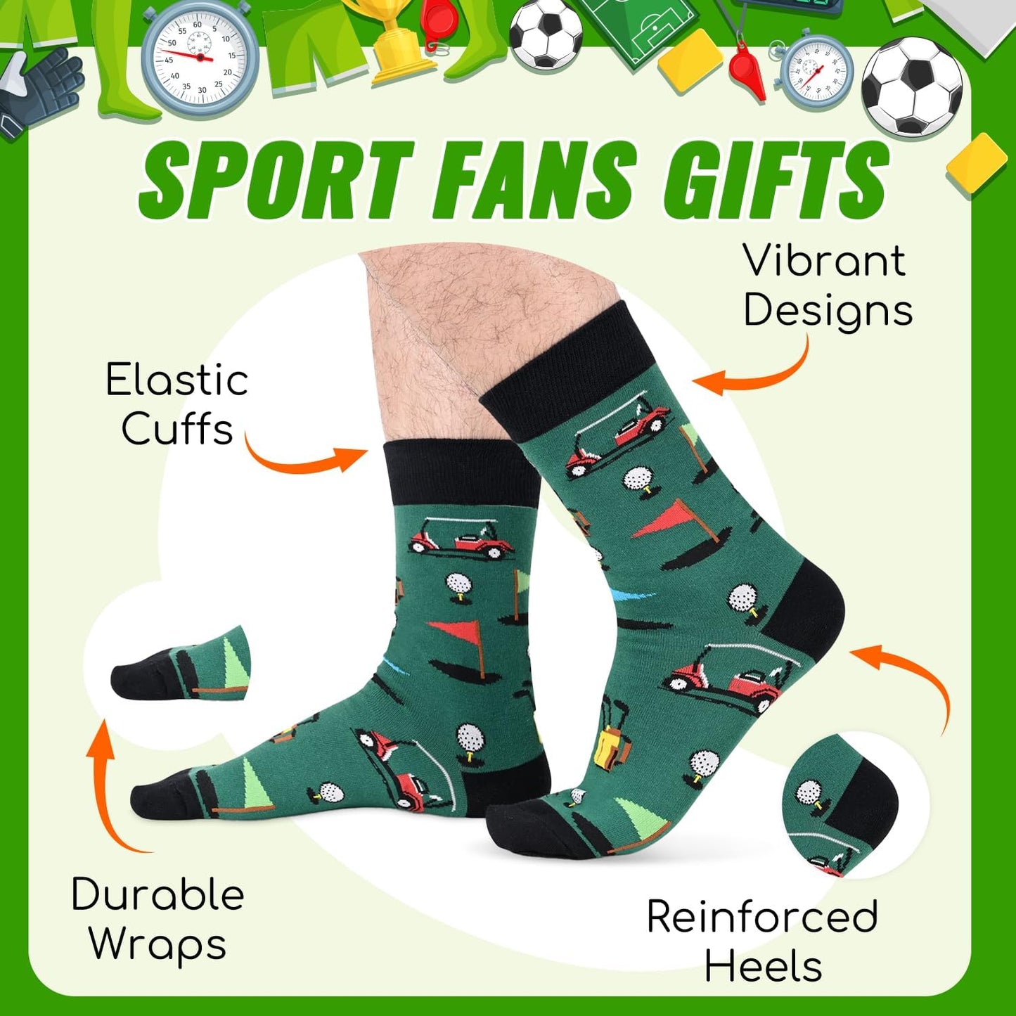 Novelty Gifts for Men - Camping Golfing Bowling American Flag Music Fishing Socks